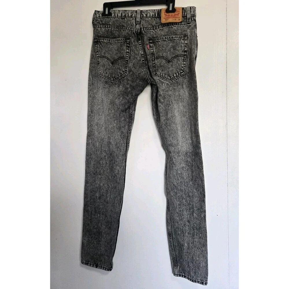 Levi’s 512 Mens Jeans Size 32x36 Grunge Slim Taper  Acid Washed Black Grey